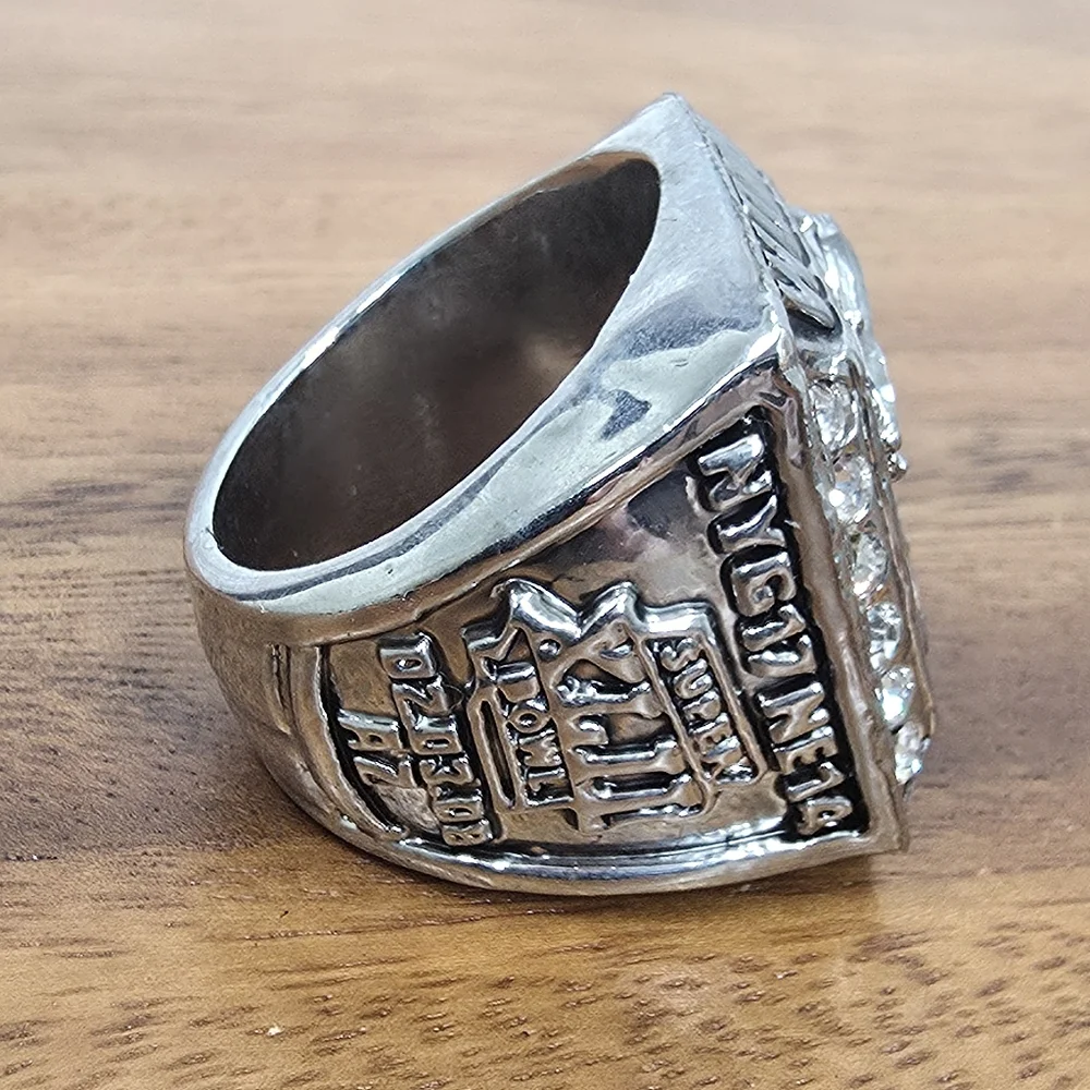 New York Giants Championship Ring Size 11 NY Strahan Silver 2007 08 Suoerbowl‎